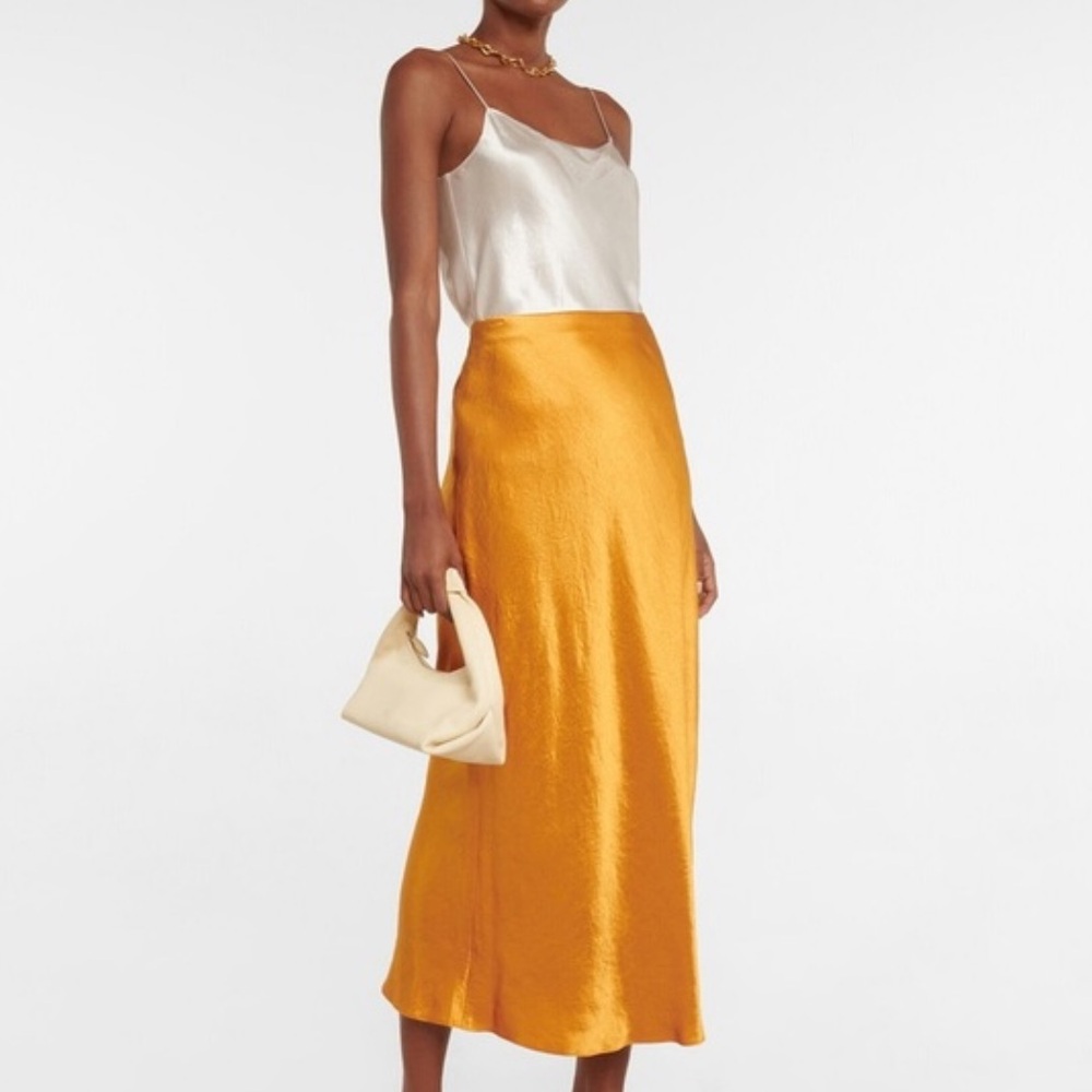 LIKE NEW Vince Side Slit Slip Skirt in Mustard Yellow